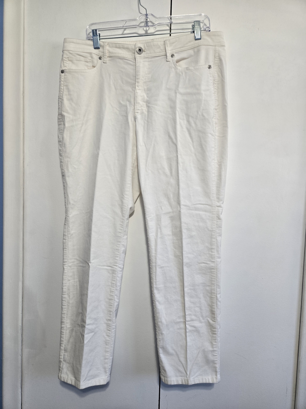 J.Jill Corduroy Pants 14 Ivory Cream Straight Leg Stretch Cotton 5 Pocket